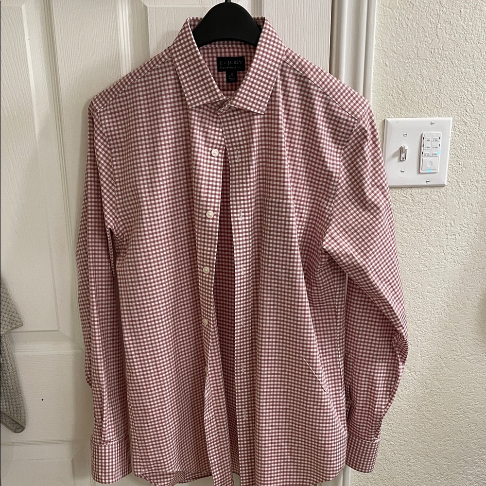 NWOT J. Crew Red and White Checkered Men's Shirt Sz medium
